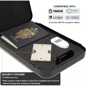 Crypto Seed Bank: Steel Backup Wallet with Precise Engraving & 2 Cards