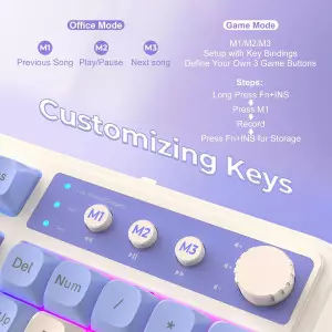 AULA 99 Key Tri-Mode Creamy Purple RGB Mechanical Gaming Keyboard