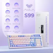 AULA 99 Key Tri-Mode Creamy Purple RGB Mechanical Gaming Keyboard