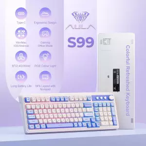 AULA 99 Key Tri-Mode Creamy Purple RGB Mechanical Gaming Keyboard
