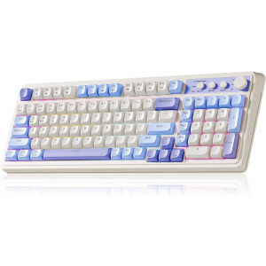 AULA 99 Key Tri-Mode Creamy Purple RGB Mechanical Gaming Keyboard