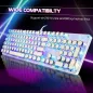 Clavier Mécanique Gaming Rétro Style Machine à Écrire RGB 104 Touches Blue Switch Blanc