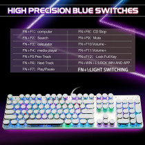 Retro Typewriter Style Mechanical RGB Keyboard White 104 Keys Wired