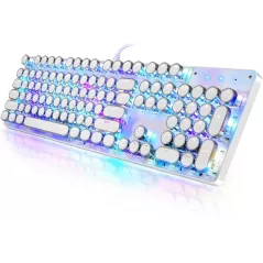 Clavier Mécanique Rétro RGB 104 Touches Blue Switch Blanc