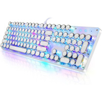 Retro Typewriter Style Mechanical RGB Keyboard White 104 Keys Wired