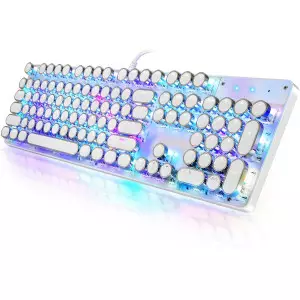 Retro Typewriter Style Mechanical RGB Keyboard White 104 Keys Wired