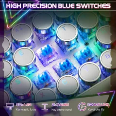 Clavier Mécanique Rétro RGB 104 Touches Blue Switch Blanc