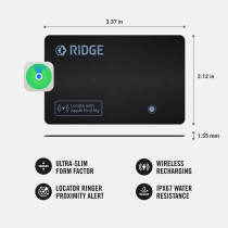 Ridge Wallet Tracker Card – Tile Slim Compatible with Apple Find My, IP68 Waterproof
