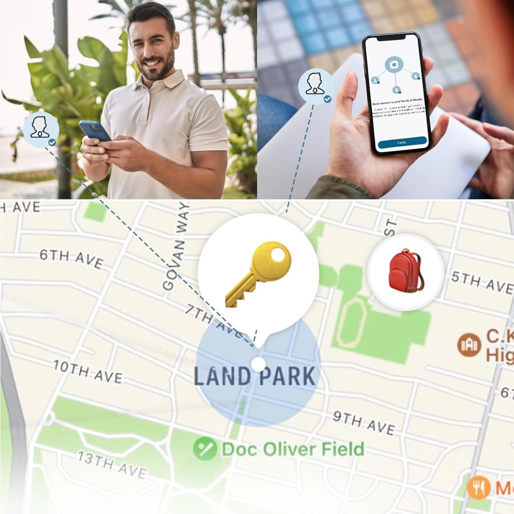 ANNNWZZD AirTag 4 Pack - Apple Find My Tracker for Keys & Bags