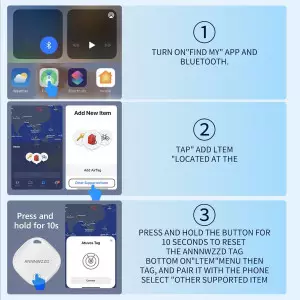 ANNNWZZD AirTag 4 Pack - Apple Find My Tracker for Keys & Bags