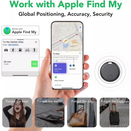 Air Tracker Tags 4-Pack : Localisateur Bluetooth Intelligent Compatible Apple Find My (iOS uniquement)