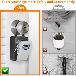 Portable Wall-Mounted Key Lock Box, Weatherproof, 5-Key Capacity, Gray