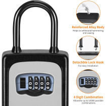 Portable Wall-Mounted Key Lock Box, Weatherproof, 5-Key Capacity, Gray