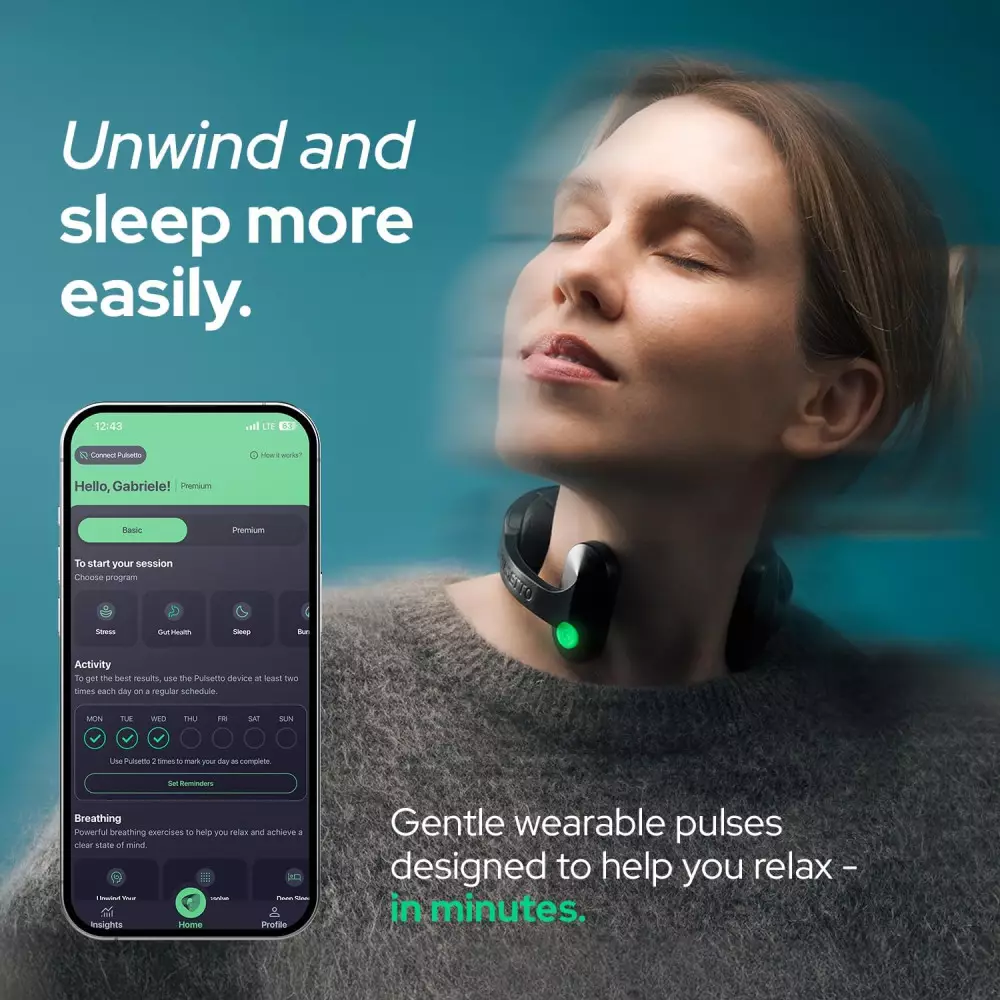 Pulsetto FIT Wearable: Vagus Nerve Support for Relaxation & Sleep