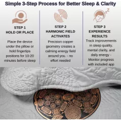 Dispositif d’aide au sommeil portable avec application de suivi – soutien naturel sans médicaments, plaque cuivre 6x4,5