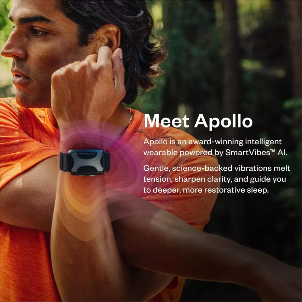 Apollo Neuro Wearable + 12-Month AI SmartVibes | Sleep Aid & Stress Relief