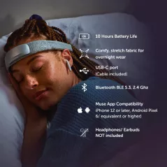 Muse S Athena : Bandeau cérébral avec neurofeedback pour méditation et suivi, carbon (gris foncé)