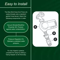 Rain Bird 1ZEHTMRP Digital Hose End Timer – Battery Operated, Brass Inlet