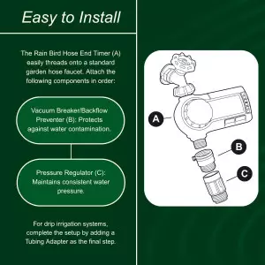 Rain Bird 1ZEHTMRP Digital Hose End Timer – Battery Operated, Brass Inlet