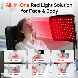 3-in-1 Red Light Therapy Mat & Panel for Face, Body & Pain Relief