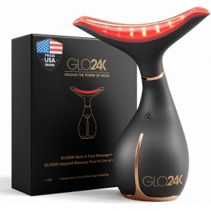 GLO24K Red Light Face & Neck Massager – 3-in-1 LED Vibration Tool