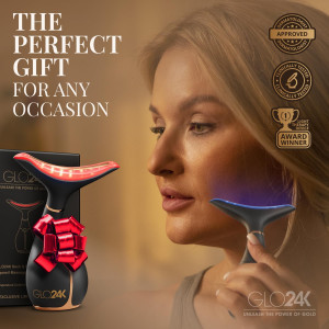 GLO24K Red Light Face & Neck Massager – 3-in-1 LED Vibration Tool