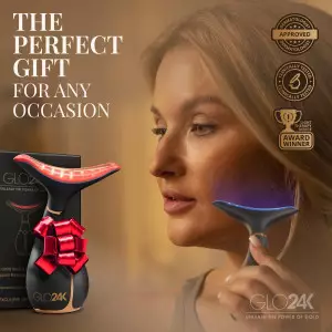 GLO24K Red Light Face & Neck Massager – 3-in-1 LED Vibration Tool