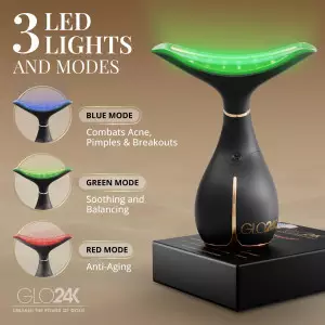 GLO24K Red Light Face & Neck Massager – 3-in-1 LED Vibration Tool