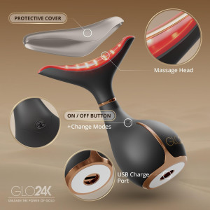GLO24K Red Light Face & Neck Massager – 3-in-1 LED Vibration Tool