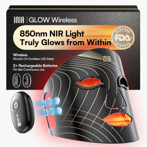 INIA Wireless Red Light Therapy Mask for Face | Rechargeable Glow Mask