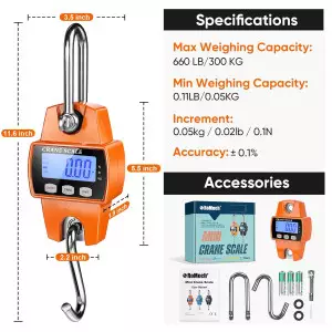 RoMech Balance Suspendue Numérique 300Kg Orange Portable