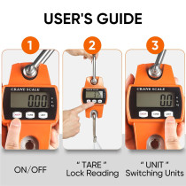 RoMech 660lb Digital Hanging Scale - Portable 300kg Mini Crane, Orange