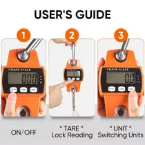 RoMech 660lb Digital Hanging Scale - Portable 300kg Mini Crane, Orange