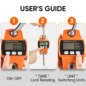 RoMech 660lb Digital Hanging Scale - Portable 300kg Mini Crane, Orange