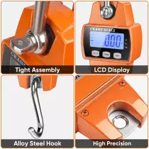 RoMech 660lb Digital Hanging Scale - Portable 300kg Mini Crane, Orange