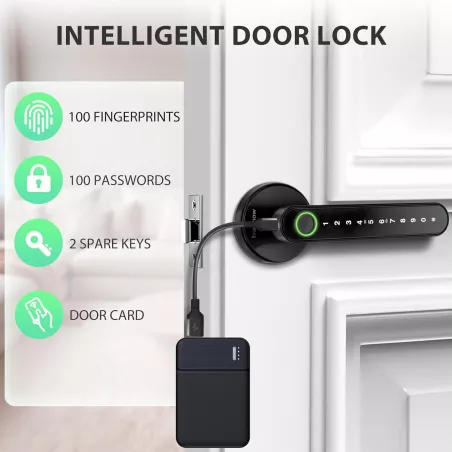 Serrure à empreinte digitale avec clavier, entrée sans clé pour porte de chambre, bureau, hôtel, appartement