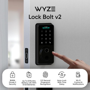 Wyze Auto-Lock Bolt v2: Fingerprint Keyless Smart Deadbolt Lock with Wi-Fi