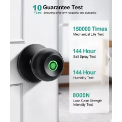 Serrure de Porte Biométrique à Empreinte Digitale avec Poignée, App Contrôle et Entrée Sans Clé