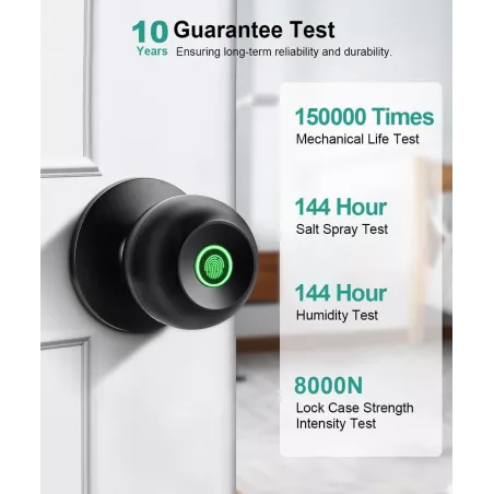 Serrure de Porte Biométrique à Empreinte Digitale avec Poignée, App Contrôle et Entrée Sans Clé