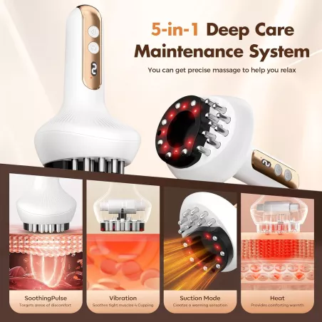 Massageur Drainage Lymphatique et Ventouses Intelligentes Chauffantes à Vibration Anti-Cellulite