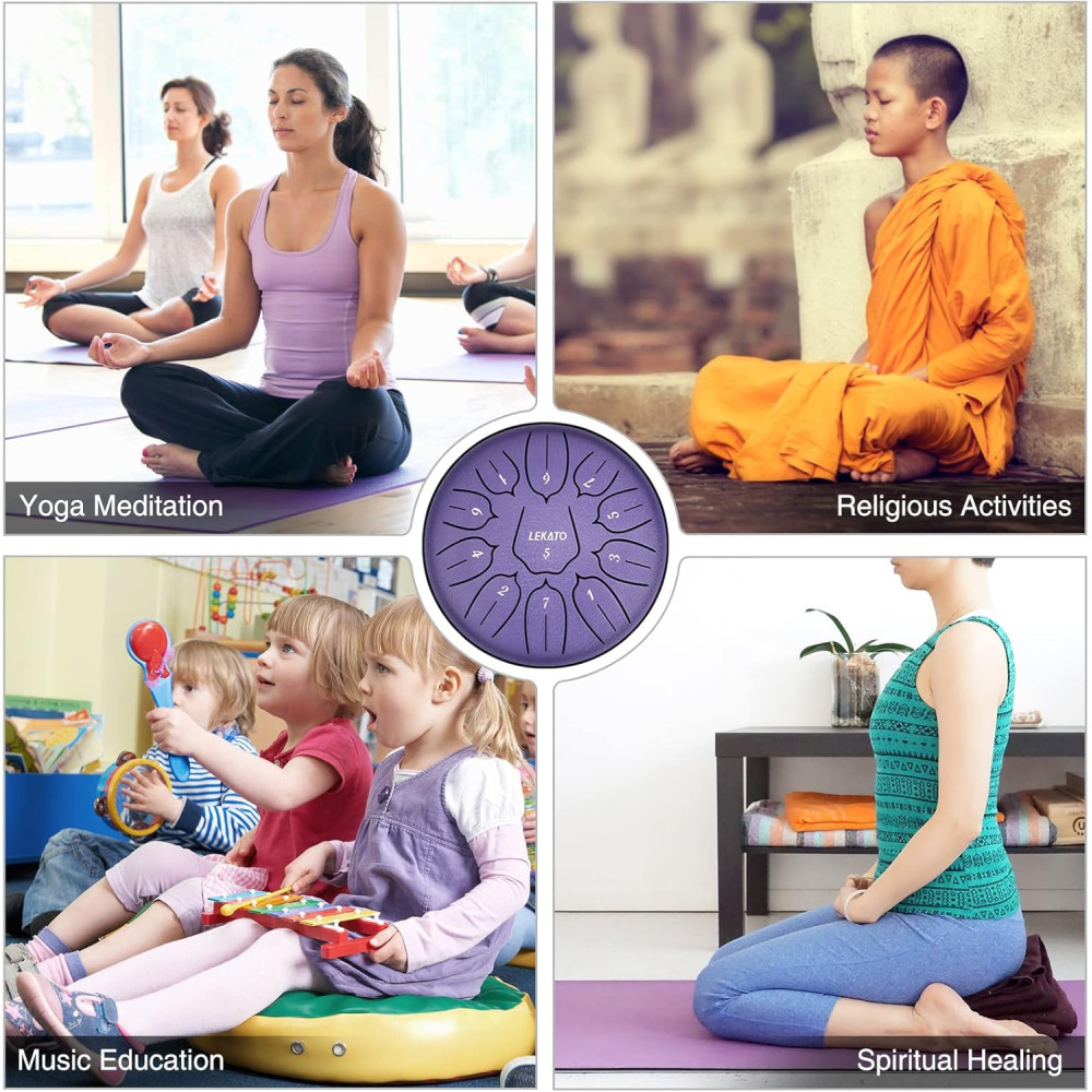 LEKATO 6 Steel Tongue Drum 11 Notes D Major - Meditation & Yoga Gift