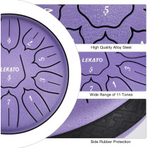 LEKATO 6 Steel Tongue Drum 11 Notes D Major - Meditation & Yoga Gift