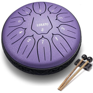 LEKATO 6 Steel Tongue Drum 11 Notes D Major - Meditation & Yoga Gift