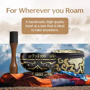 Handmade Tibetan Singing Bowl Set with Case, Mallet & Cushion – Meditation & Stress Relief