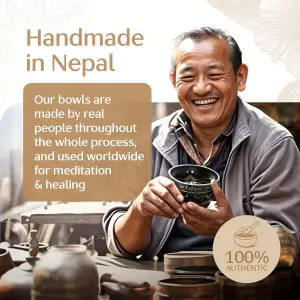 Handmade Tibetan Singing Bowl Set with Case, Mallet & Cushion – Meditation & Stress Relief
