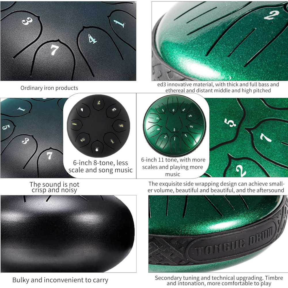 Steel Tongue Drum 11 Note 6 D-Key Handpan for Meditation & Yoga