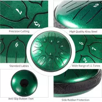 Steel Tongue Drum 11 Note 6 D-Key Handpan for Meditation & Yoga