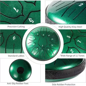 Steel Tongue Drum 11 Note 6 D-Key Handpan for Meditation & Yoga