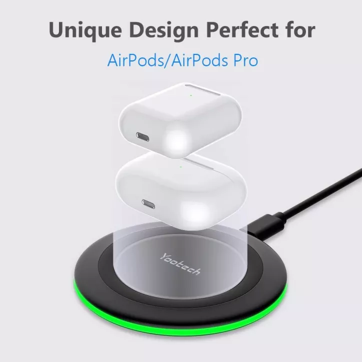 Chargeur sans fil Yootech 10W compatible iPhone 17/16/SE, Samsung Galaxy S25/S24/S23, AirPods Pro 3