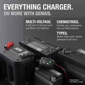 NOCO GENIUS2 2A 6V/12V Smart Battery Charger with Overcharge Protection